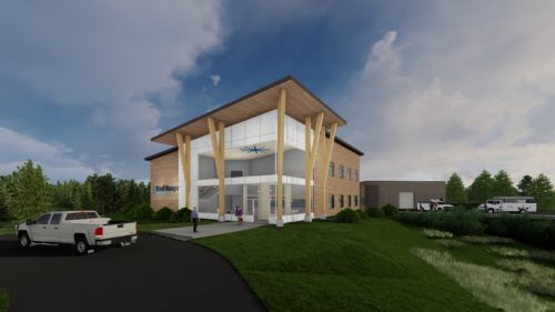 Rendering of Paul Bunyan Communications' Grand Rapids building